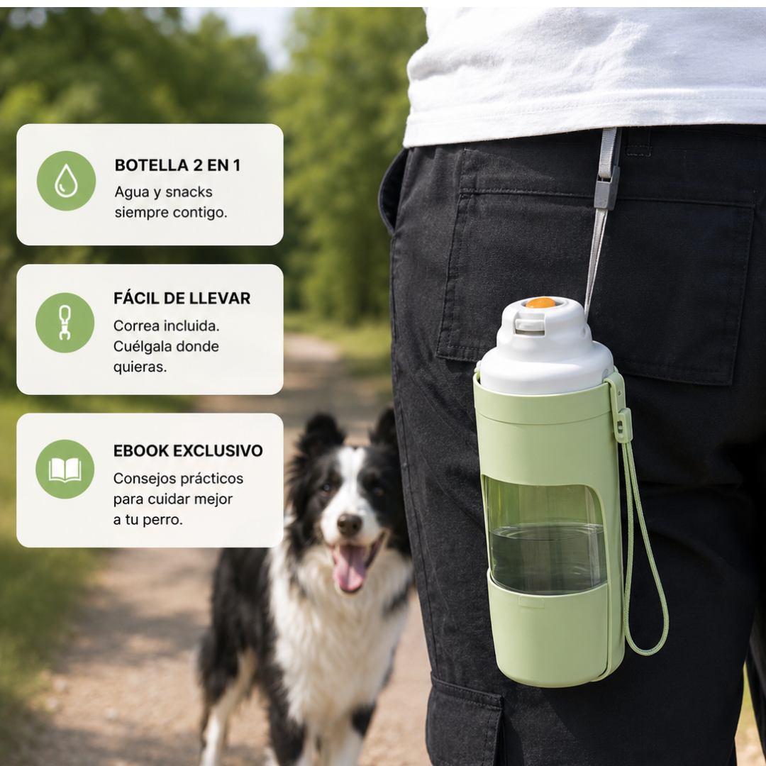 Botella De Agua Para Perros 2 En 1